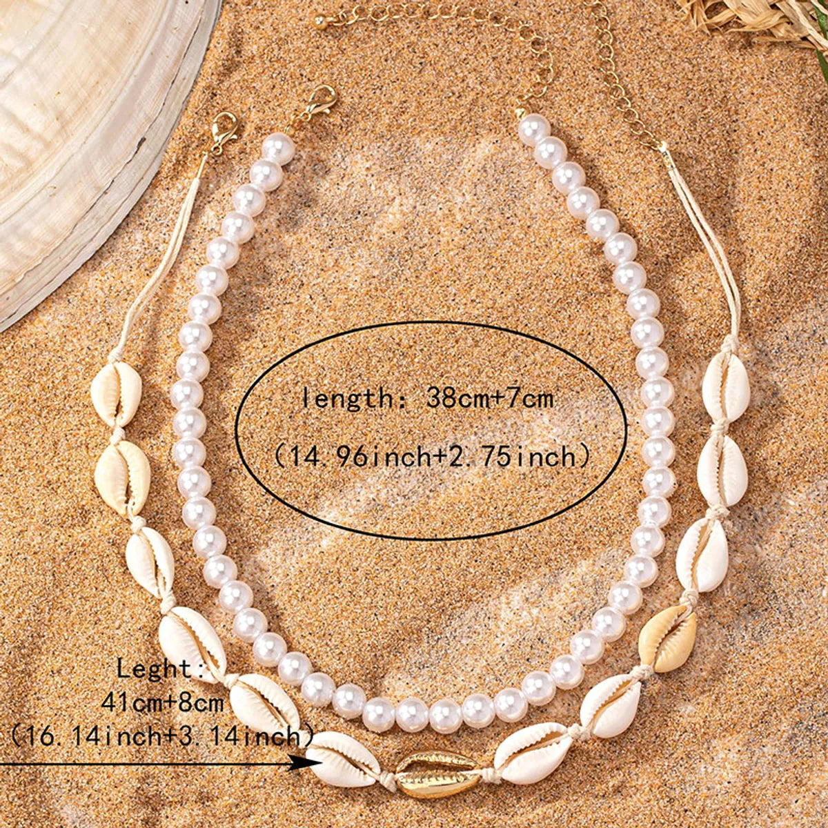 Vacation Tropical Starfish Plastic Shell Zinc Alloy Beaded Plating 14K Gold Plated Women'S Three Layer Necklace