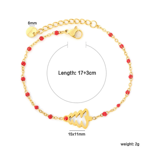 Vacuum Electroplated Stainless Steel Hollow Christmas Tree Bracelet For Women Sweet Festive Holiday Jewelry Wholesale