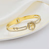 Vacuum Electroplated Titanium Steel Bracelet With Niche Design And All Match Zircon Life Tree Pattern