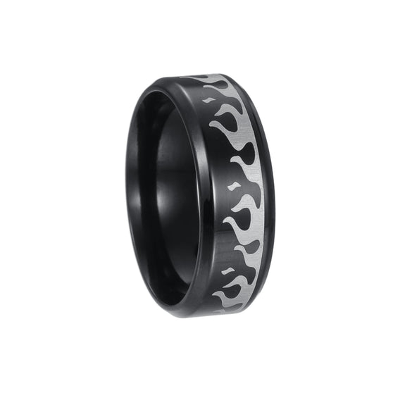 Vacuum Plating Laser Marking Stainless Steel Geometric Ring For Men