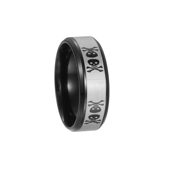 Vacuum Plating Laser Marking Stainless Steel Geometric Ring For Men