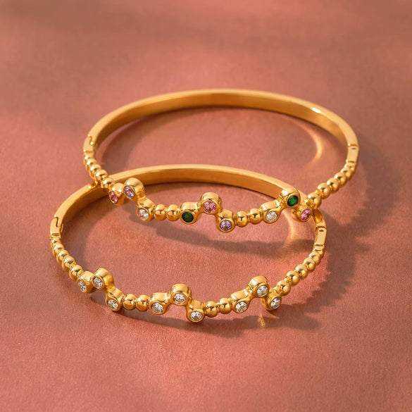 Vacuumplated Stainless Steel Bracelet For Women With Irregular Zircon Design And Understated Luxury Style