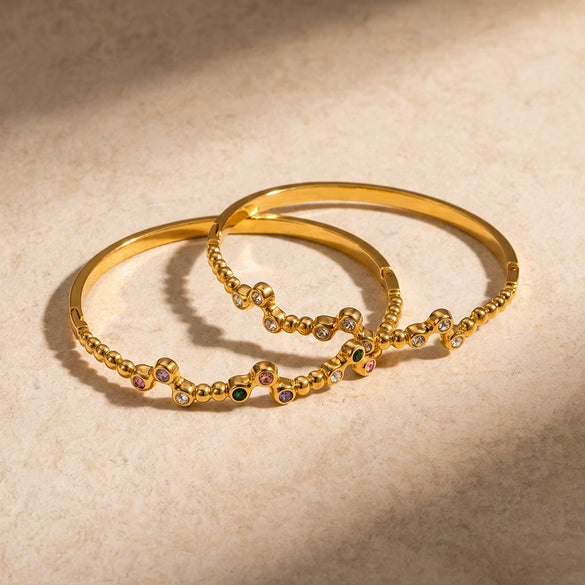 Vacuumplated Stainless Steel Bracelet For Women With Irregular Zircon Design And Understated Luxury Style