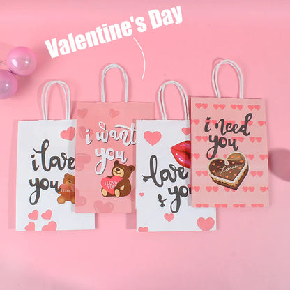 Valentine'S Day Cute Letter Bear Heart Shape Paper Birthday Gift Bags