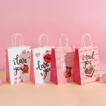 Valentine'S Day Cute Letter Bear Heart Shape Paper Birthday Gift Bags