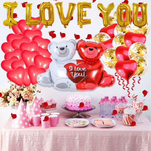 Valentine’s Day I Love You Aluminum Foil And Latex Balloon Set Round Decorative Balloons For Wholesale Event Decoration