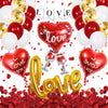 Valentine's Day Love Balloon Set With Heart And Bear Designs Red And White Latex And Metallic Foil Decorative Balloons