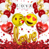 Valentine's Day Love Balloon Set With Heart And Bear Designs Red And White Latex And Metallic Foil Decorative Balloons