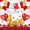 Valentine's Day Love Balloon Set With Heart And Bear Designs Red And White Latex And Metallic Foil Decorative Balloons