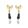 Vegetable Wine Glass Pearl Earrings Copper Electroplating Women's