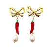 Vegetable Wine Glass Pearl Earrings Copper Electroplating Women's