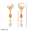 Vegetable Wine Glass Pearl Earrings Copper Electroplating Women's