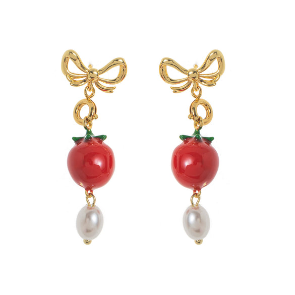 Vegetable Wine Glass Pearl Earrings Copper Electroplating Women's