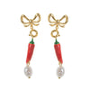 Vegetable Wine Glass Pearl Earrings Copper Electroplating Women's