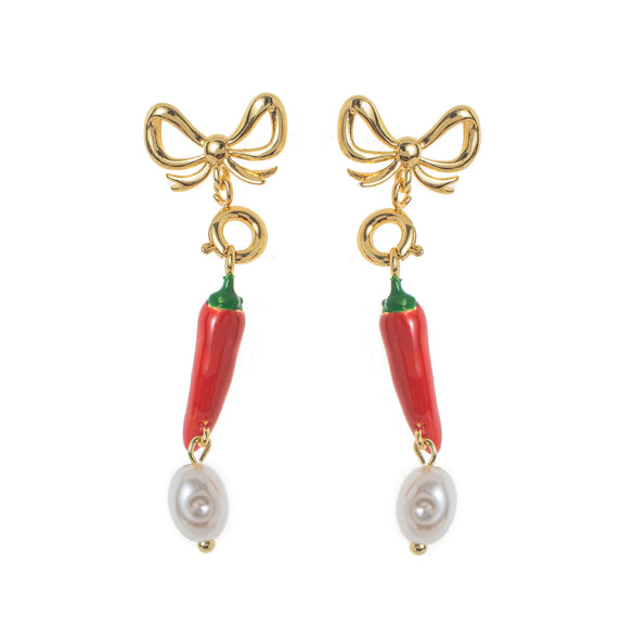 Vegetable Wine Glass Pearl Earrings Copper Electroplating Women's