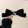 Velvet Big Bow Female Handmade Hairpin Back Head Elegant Top Clip Hair Accessories