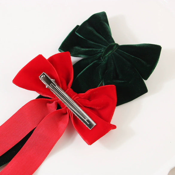 Velvet Bow Ribbon Duckbill Hairpin Handmade Women's Hair Accessories