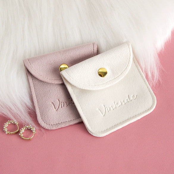 Velvet Jewelry Storage Bag Rounded Corner Snap For Ring Earrings Bracelet Necklace Pendant