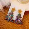 Versatile Acrylic Electroplated Fivepointed Star Christmas Tree Earrings For Women