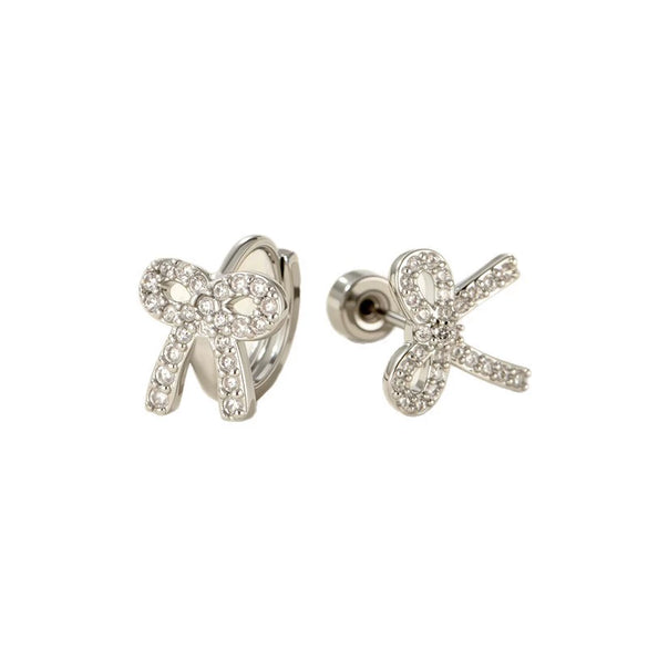 Versatile Bow Star Shape Titanium Steel Earrings With Zirconia For Girls And Boys