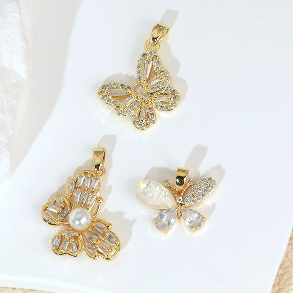 Versatile Butterfly Animal Zodiac Copper Micropaved Pendant Accessories For Women