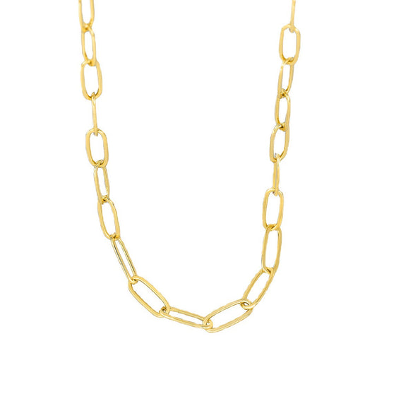Versatile Copper Plated 18K Gold Paper Clip Chain Necklace For Women With Geometric And Simple Style