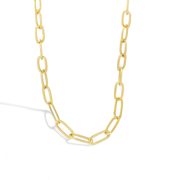 Versatile Copper Plated 18K Gold Paper Clip Chain Necklace For Women With Geometric And Simple Style