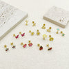 Versatile Daily Multipierced Animal Colorful Flower Stainless Steel Electroplated Women's Earrings
