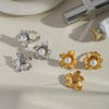Versatile Dopamine Pearl Flower Earrings For Women 18K Gold Plated Stainless Steel With Pvd Vacuum Real Gold Electroplating