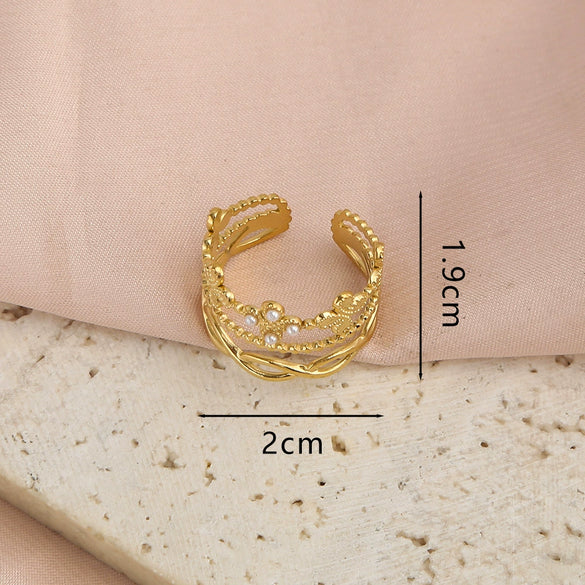 Versatile Fashion Stainless Steel Inlaid Turquoise Geometric Open Ring