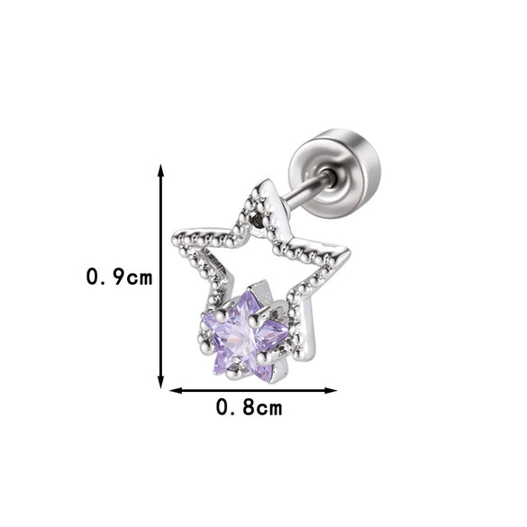 Versatile Fivepointed Star Earrings Titanium Steel Zirconia Geometric Style Piercing Earrings