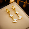 Versatile Goldplated Titanium Steel Butterfly Insect Style Earrings For Women