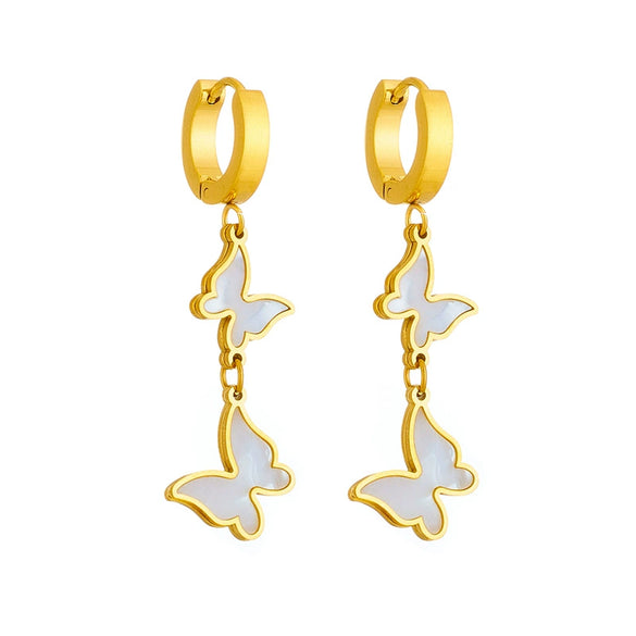 Versatile Goldplated Titanium Steel Butterfly Insect Style Earrings For Women