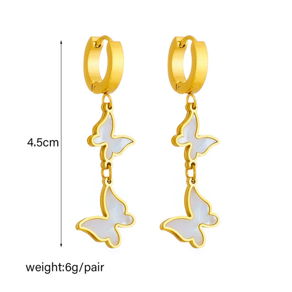 Versatile Goldplated Titanium Steel Butterfly Insect Style Earrings For Women