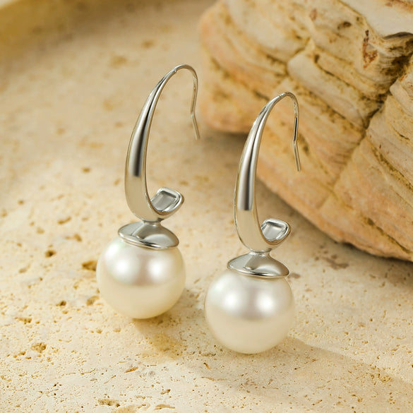 Versatile Highend Stainless Steel Cshaped Pearl Pendant Electroplated Jewelry For Women