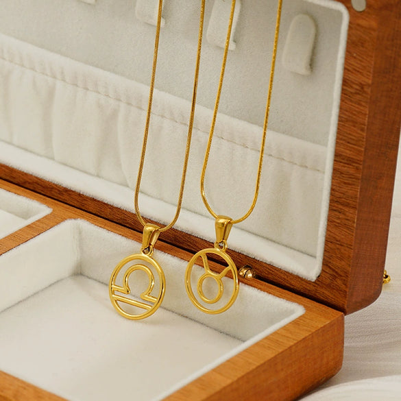 Versatile Hollow Constellation Pendant 316L Stainless Steel Clavicle Chain Electroplated Fashion Necklace