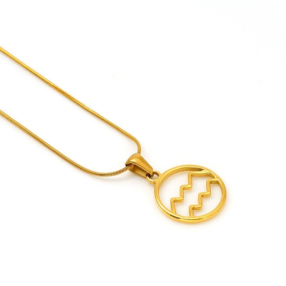 Versatile Hollow Constellation Pendant 316L Stainless Steel Clavicle Chain Electroplated Fashion Necklace