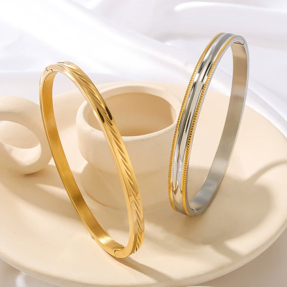 Versatile Irregular Texture Women's Stainless Steel Bracelet Fine Version Electroplated Titanium Steel Hand Jewelry