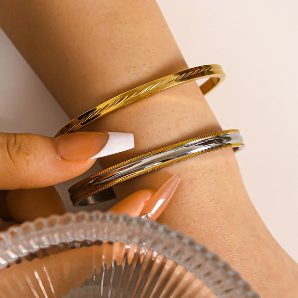 Versatile Irregular Texture Women's Stainless Steel Bracelet Fine Version Electroplated Titanium Steel Hand Jewelry