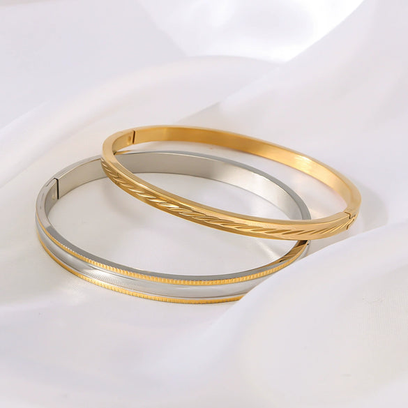 Versatile Irregular Texture Women's Stainless Steel Bracelet Fine Version Electroplated Titanium Steel Hand Jewelry