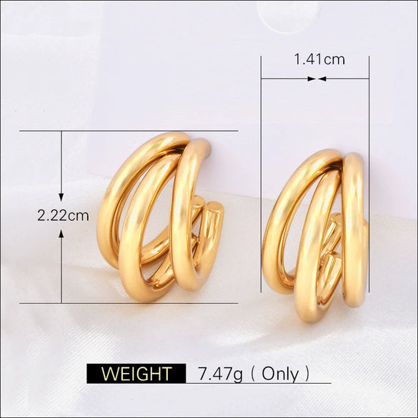 Versatile Irregular Titanium Steel Earrings With Animal Zodiac Ushaped Geometric Pattern 18K Gold Electroplated Avantgarde Design Natural Style