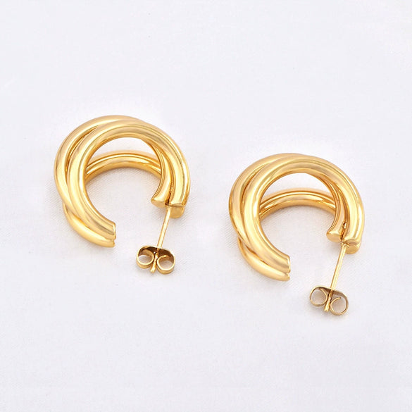 Versatile Irregular Titanium Steel Earrings With Animal Zodiac Ushaped Geometric Pattern 18K Gold Electroplated Avantgarde Design Natural Style