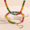 Versatile Jewelry Stainless Steel 18K Gold Plated Geometric Tourmaline Color Natural Stone Bracelet
