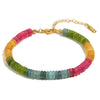 Versatile Jewelry Stainless Steel 18K Gold Plated Geometric Tourmaline Color Natural Stone Bracelet