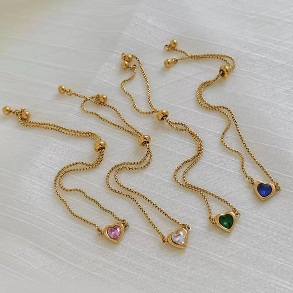 Versatile Love Bracelet For Women Stainless Steel With Inlaid Color Zircon Heart Shape Electroplating Unique Design