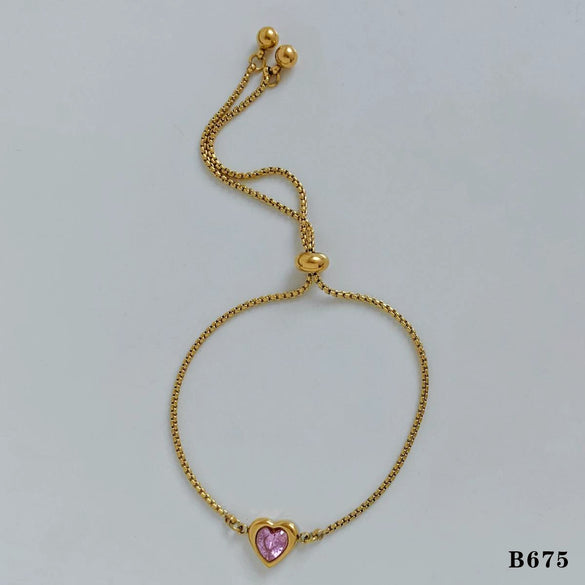 Versatile Love Bracelet For Women Stainless Steel With Inlaid Color Zircon Heart Shape Electroplating Unique Design