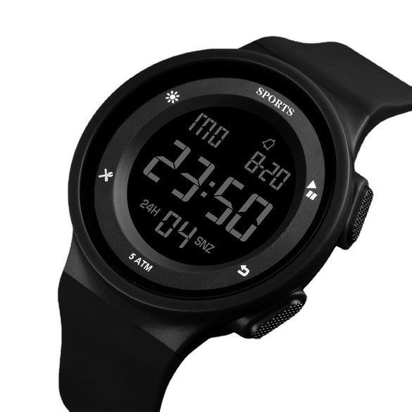 Versatile Luminous Sports Electronic Watch Alloy Case Silicone Strap Round Dial For Lovers