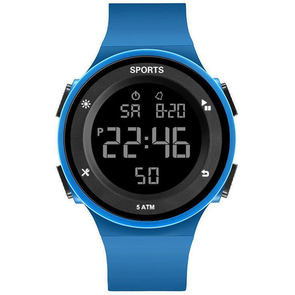 Versatile Luminous Sports Electronic Watch Alloy Case Silicone Strap Round Dial For Lovers
