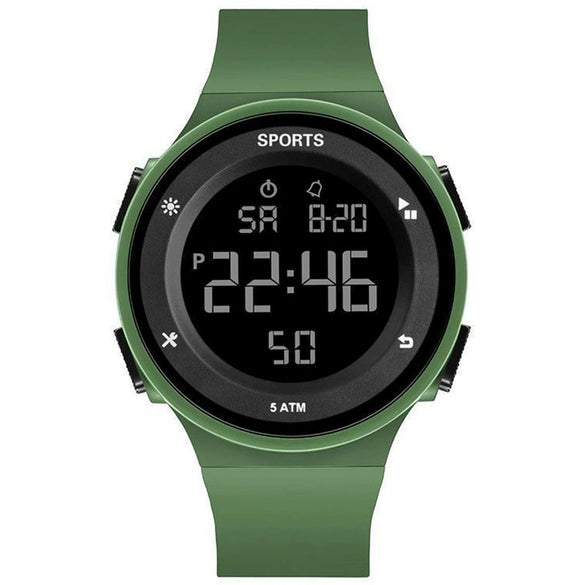 Versatile Luminous Sports Electronic Watch Alloy Case Silicone Strap Round Dial For Lovers