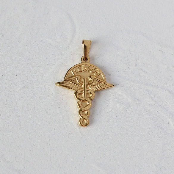 Versatile Pendant Necklace With Serpentine Rose Coin Melon Buckle Woolen Chain Titanium Steel 18K Gold Plated